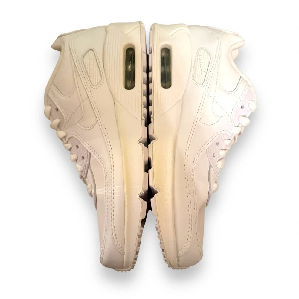 Nike Air Max 90 LTR (GS) Youth All White Lace Up Low Top Sneakers Sz 5 Youth NEW